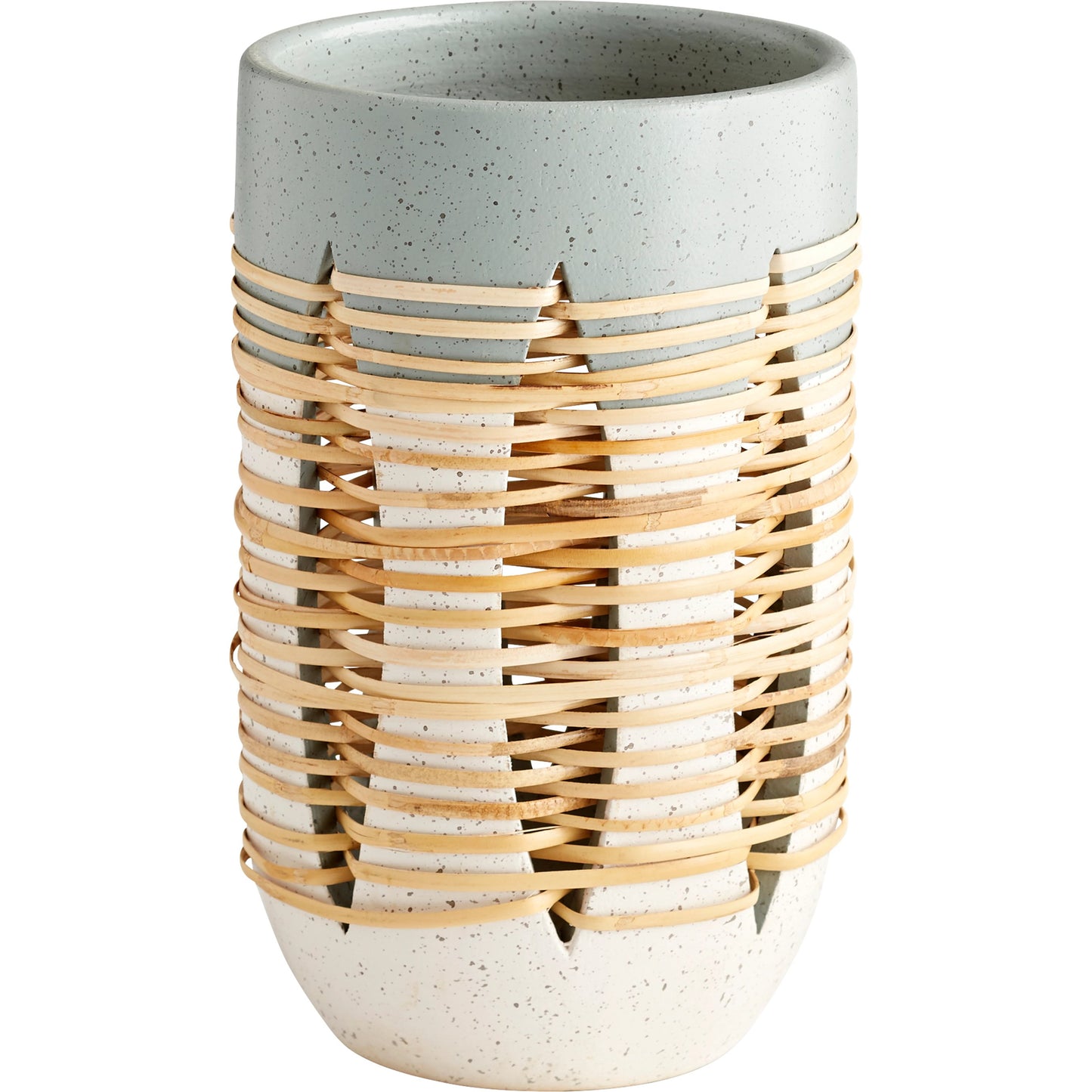 002 SI-1987012 | Primary Silo | Cresent Vase by Cyan Design in grey, ivory. Made from ceramic, rattan in a cottage & farmhouse style.