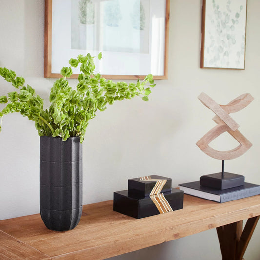 Brutalist Vase by Cyan Design in grey. Made from ceramic in a modern style.