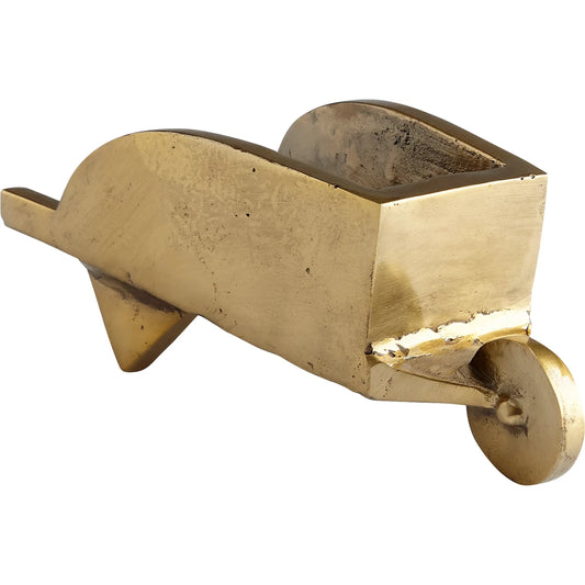 Wheelbarrow Token by Cyan Design in aged brass. Made from iron in a modern style.