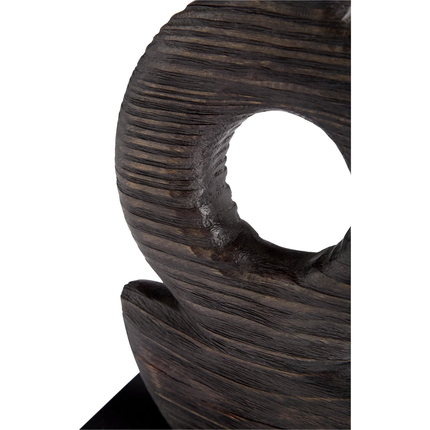 002 SI-1987019 | Closeup | Dark Oval Sculpture by Cyan Design in black. Made from wood in a modern style.