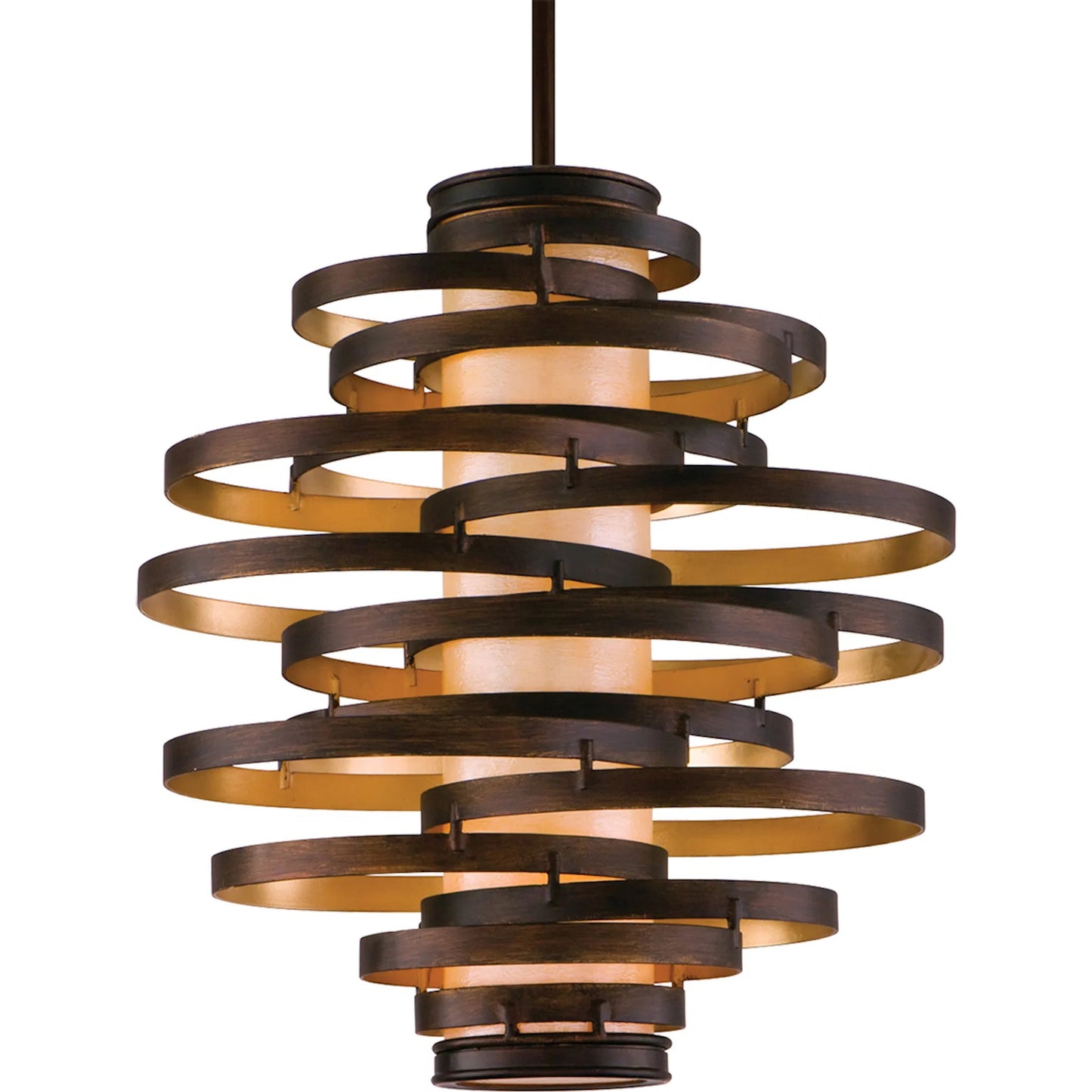 001 S-308103 | Primary Silo | Vertigo Chandelier by Corbett. Made from hand-worked iron in a modern style.