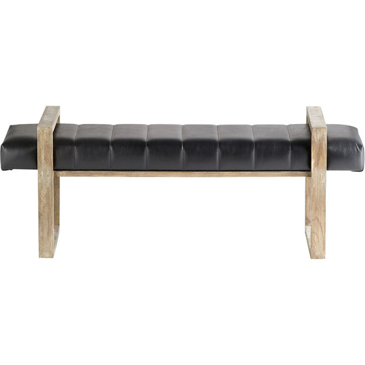 Polar Wood Bench by Cyan Design in black. Made from leather in a modern style.