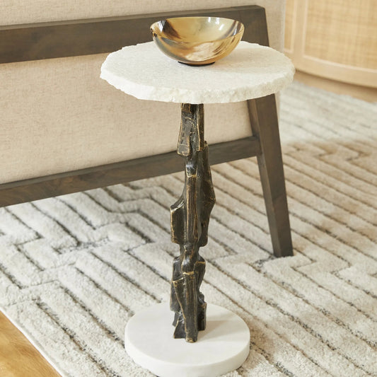 Amida Side Table by Cyan Design in bronze. Made from iron, marble in a unique style.