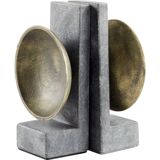 Taal Bookends by Cyan Design in black, brass. Made from marble, brass in a modern style.