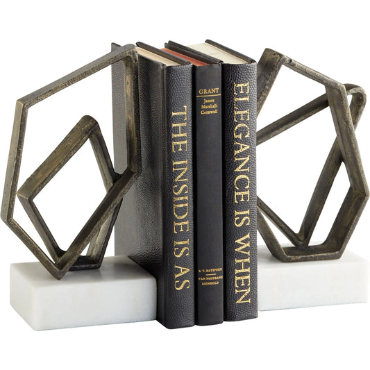 Euclid Bookends by Cyan Design in bronze. Made from metal, marble in a modern style.