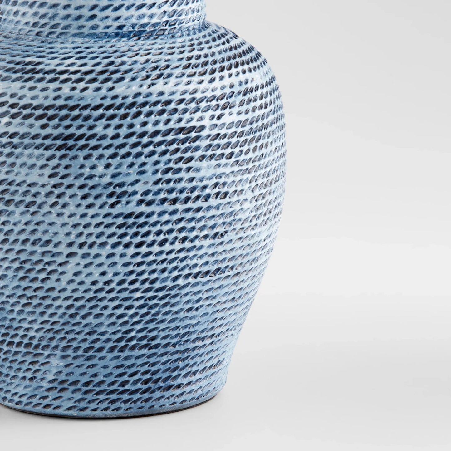 005 SI-1987122 | Closeup | Hopewell Vase by Cyan Design in blue ombre. Made from earthernware in a coastal style.