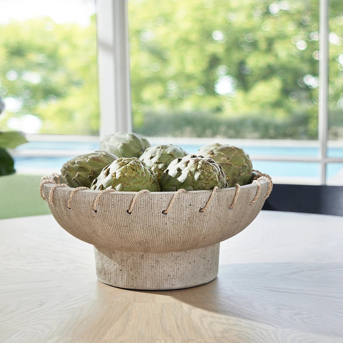 002 SI-1987057 | Lifestyle | Eratos Bowl by Cyan Design in grey. Made from earthernware, jute in a modern style.