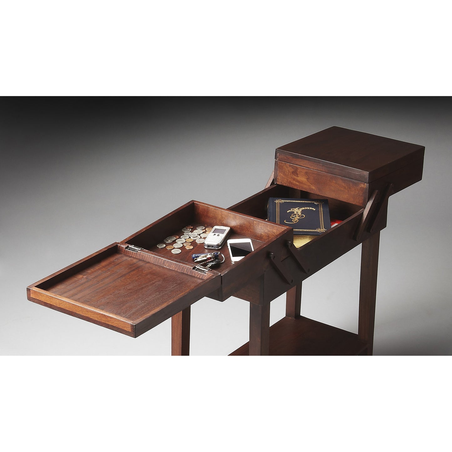 003 O-BUTLER-1159260 | Additional Silo | Solid Wood Storage Table by Butler Specialty Company in dark brown and modern expressions. Made from acacia wood in a traditional style.