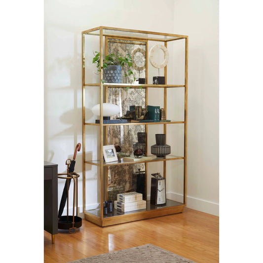 Etagere by Cyan Design in gold leaf, antique mirrored glass. Made from iron, glass in a modern style.