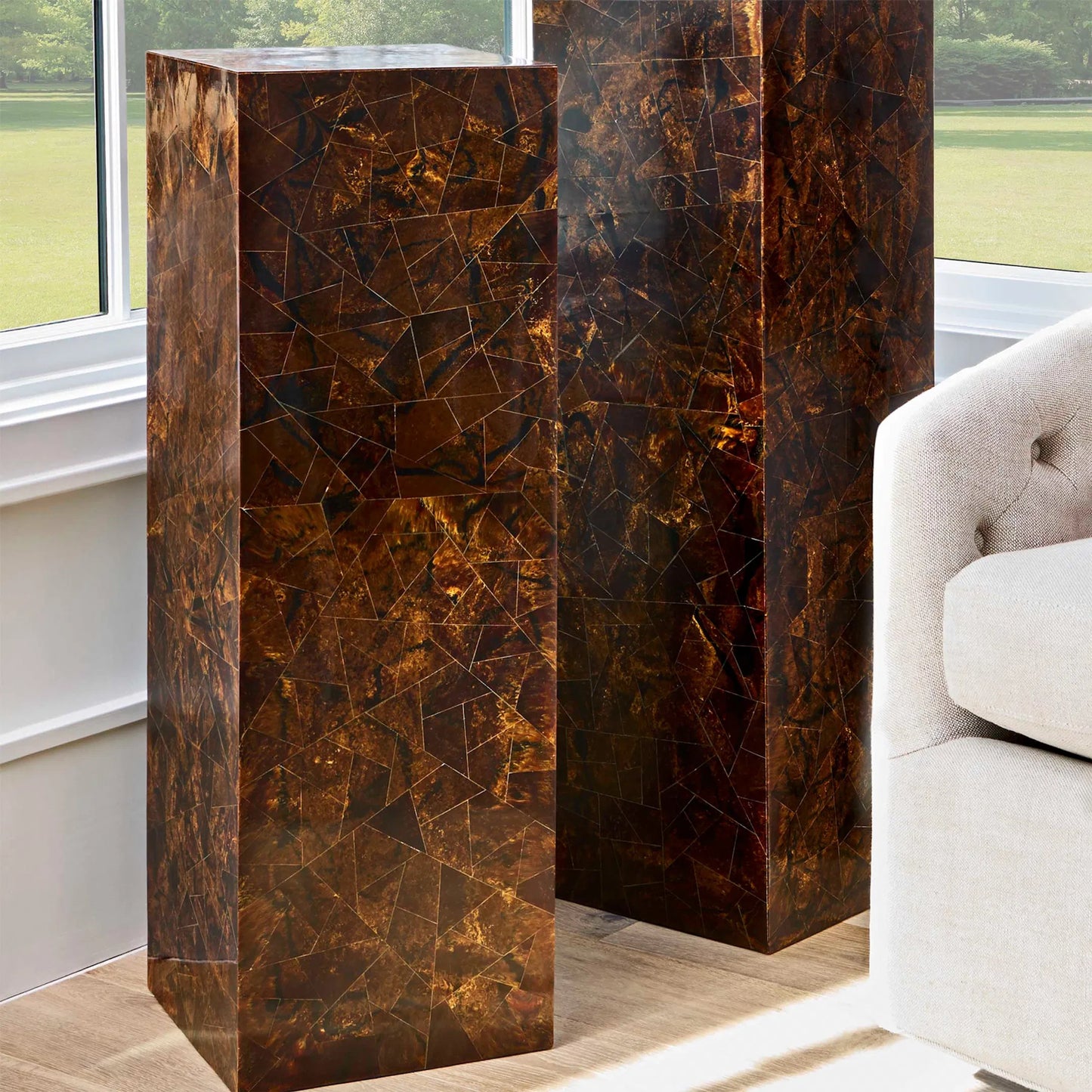 006 SI-2328796 | Lifestyle | Taurus Pedestal by Cyan Design in faux horn. Made from mdf in a modern style.