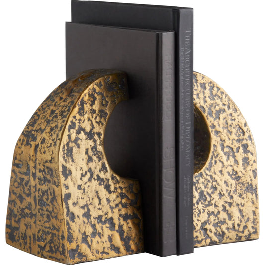 Apostrophe Bookends in Antique Brass by Cyan Design in antique brass. Made from unique in a modern style.