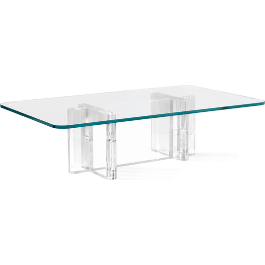Naomi Cocktail Table by Interlude Home in clear, crystal glass. Made from acrylic, glass in a modern style.