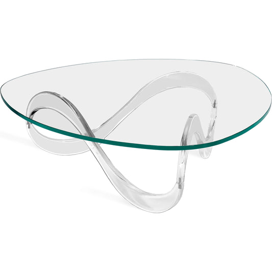 Westin Wave Grand Cocktail Table by Interlude Home in clear, crystal glass. Made from acrylic, glass in a modern style.