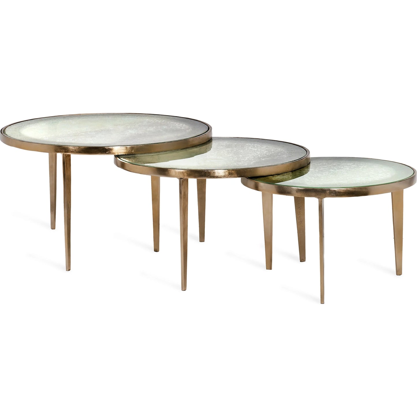 001 SI-2122921 | Additional Silo | Jan Circular Bunching Tables by Interlude Home in champagne, taupe grey reactive glass. Made from aluminum, glass in a modern style.
