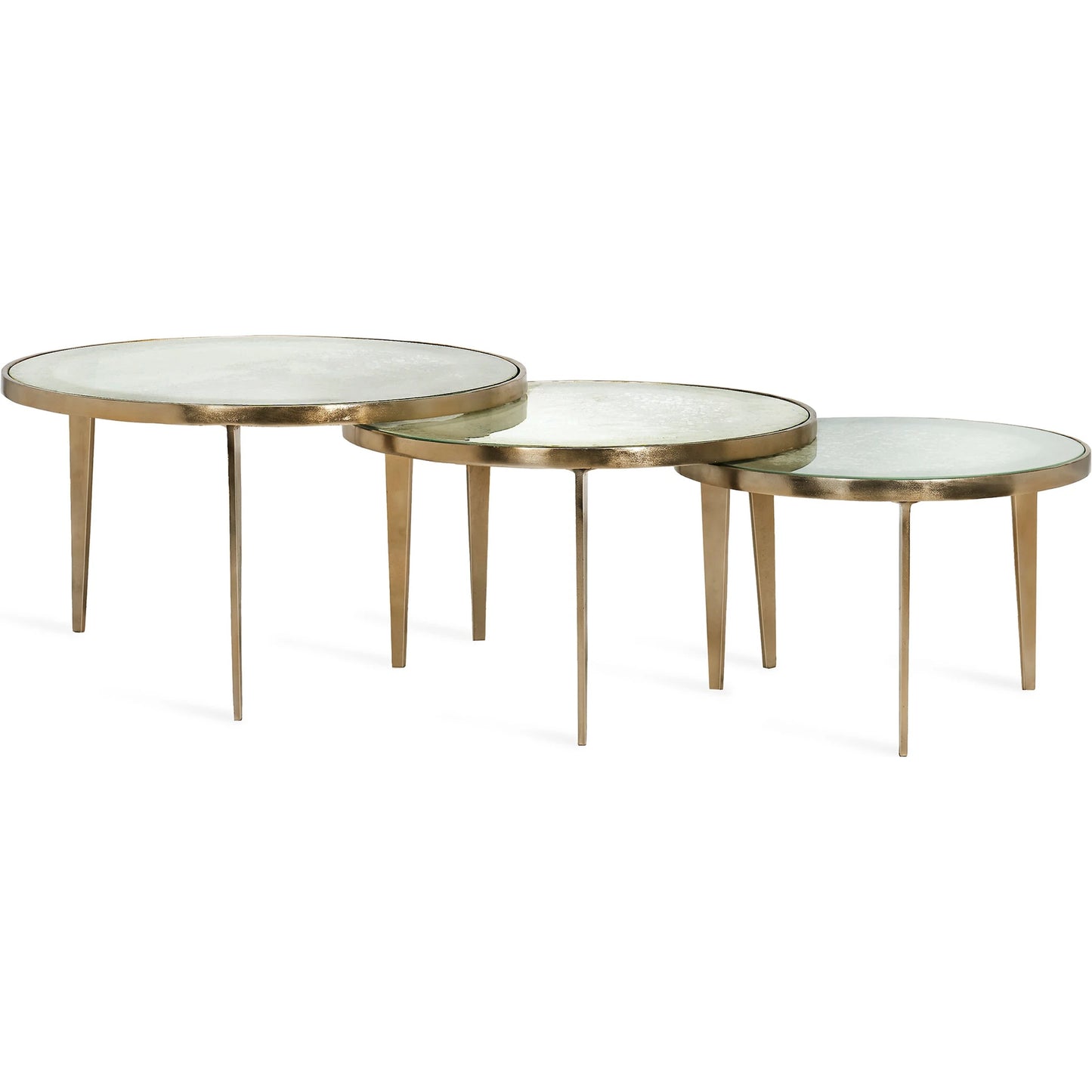 002 SI-2122921 | Additional Silo | Jan Circular Bunching Tables by Interlude Home in champagne, taupe grey reactive glass. Made from aluminum, glass in a modern style.