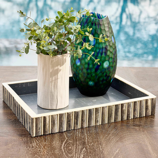 Lapis Tray by Cyan Design in blue, white. Made from resin, bone in a modern style.