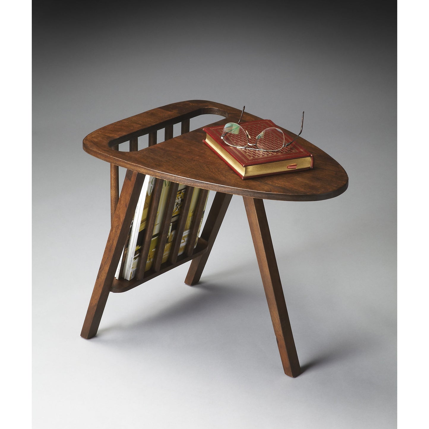 002 O-BUTLER-1188260 | Additional Silo | Lowery Modern Magazine Table by Butler Specialty Company in dark brown and modern expressions. Made from mango wood solids in a modern style.