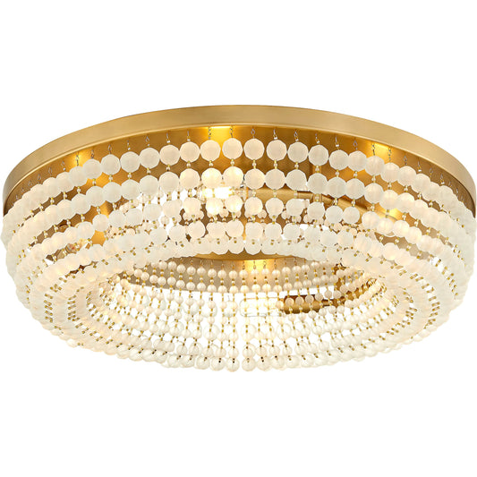 Ophelia 6 Light Flush Mount by Cyan Design in aged brass. Made from calcite, steel in a traditional style.