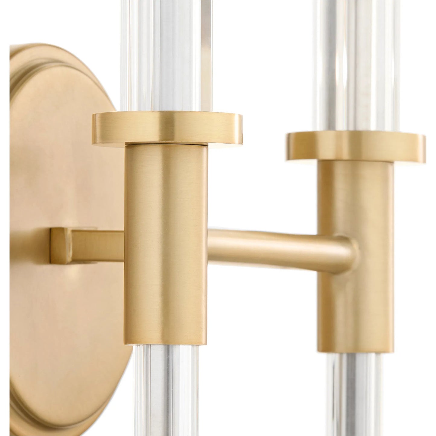 007 SI-2328632 | Closeup | Hightower 2 Light Wall Sconce by Cyan Design in clear, aged brass. Made from glass, steel in a modern style.
