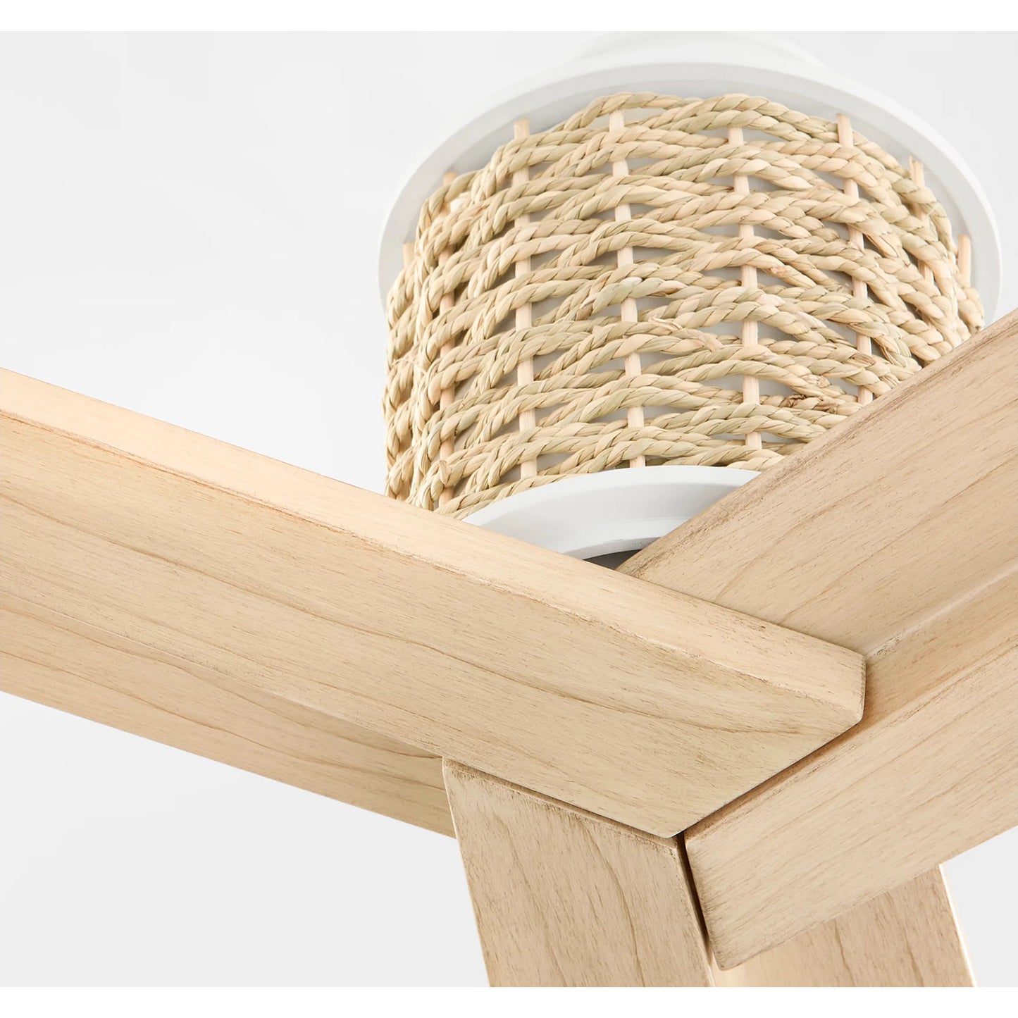 003 SI-2328647 | Closeup | Kona Ceiling Fan by Cyan Design in studio white, natural oak. Made from steel, abs blades in a transitional style.