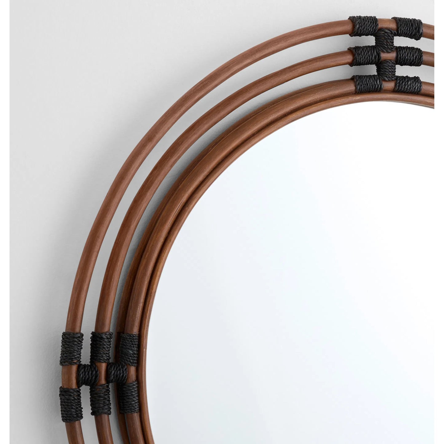 003 SI-2444917 | Closeup | Concentrico Mirror by Cyan Design in smoke rattan, black. Made from rattan, mirrored glass, mdf in a rustic style.