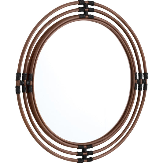Concentrico Mirror by Cyan Design in smoke rattan, black. Made from rattan, mirrored glass, mdf in a rustic style.