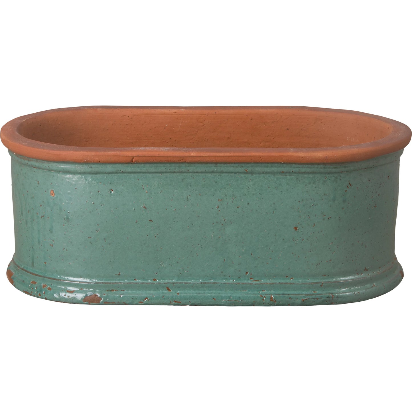000 SI-2630431 | Primary Silo | Oval Indoor/Outdoor Window Box by Emissary in teal and glossy glaze. Made from ceramic in a unique style.