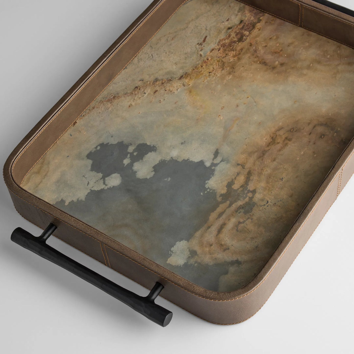 006 SI-2328804 | Closeup | Tesoro Tray by Cyan Design in smoke grey, slate veneer, matte black. Made from unique in a traditional style.