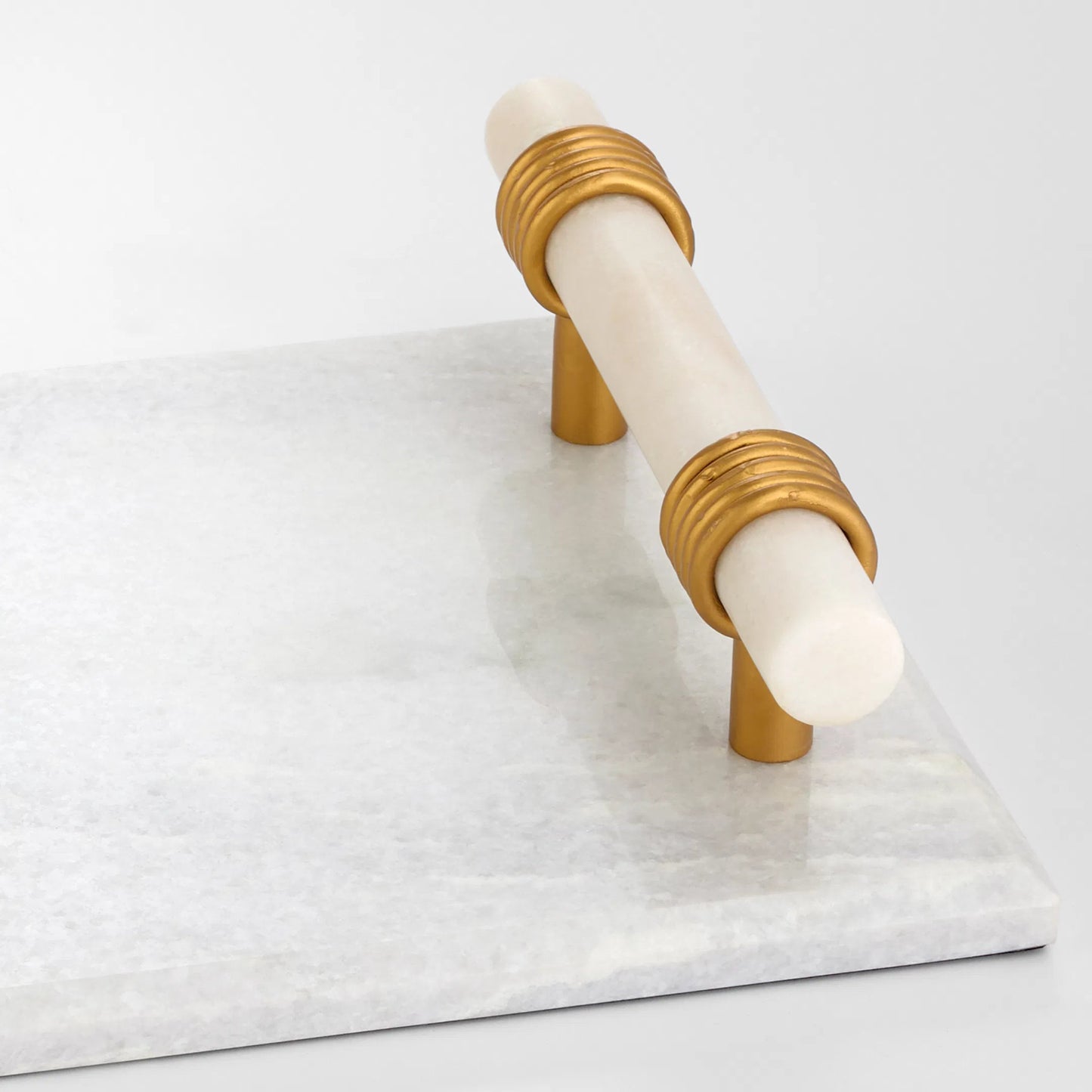 003 SI-2444938 | Closeup | Farnese Tray by Cyan Design in white, brass. Made from marble, iron in a transitional style.