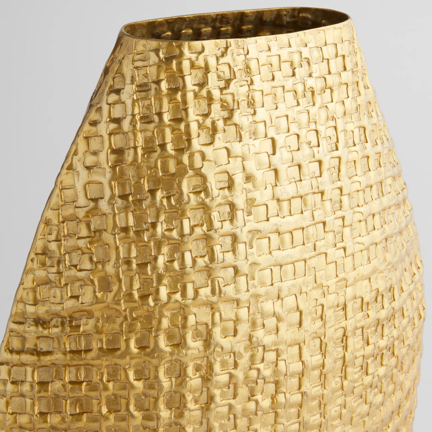 006 SI-2444888 | Closeup | Artemios Oval Vase by Cyan Design in gold. Made from cast aluminum in a modern style.
