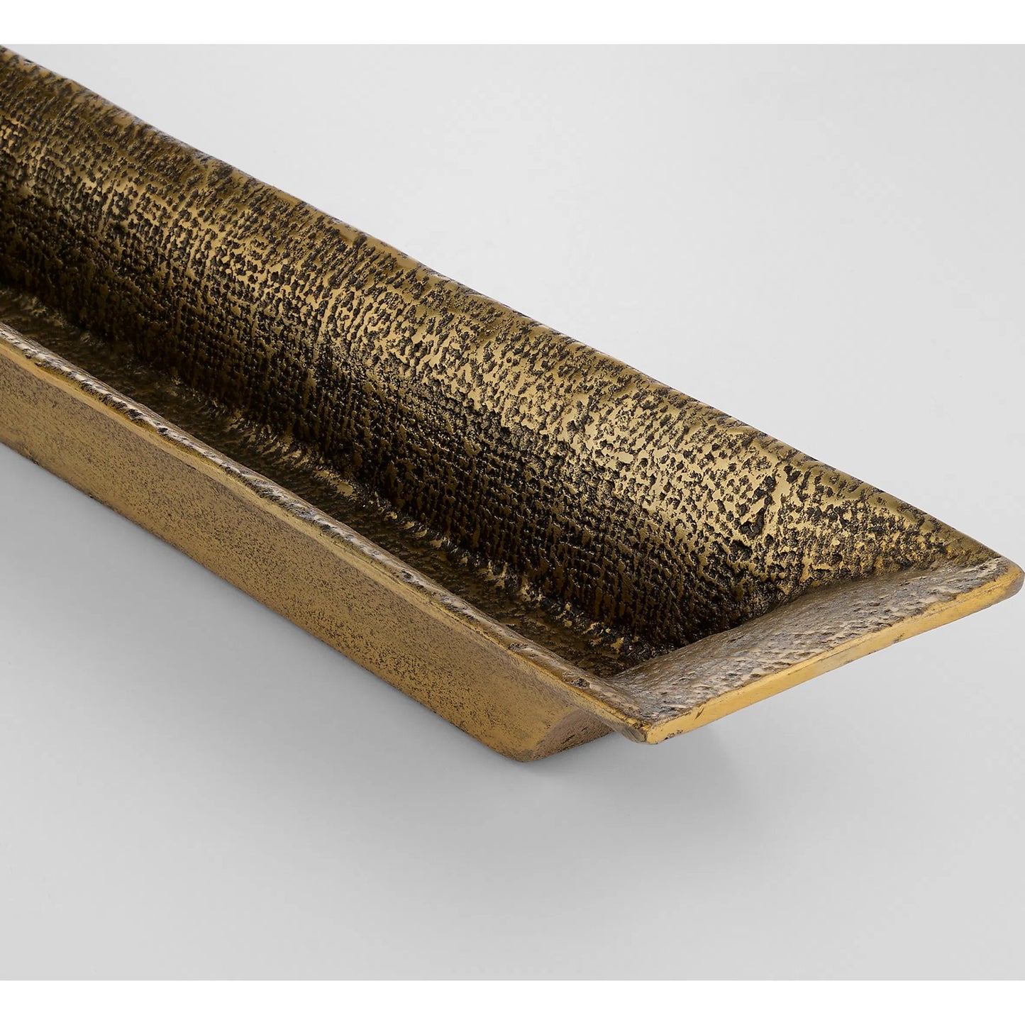 005 SI-2444960 | Closeup | Hessian Tray by Cyan Design in antique brass. Made from cast aluminum in a modern style.