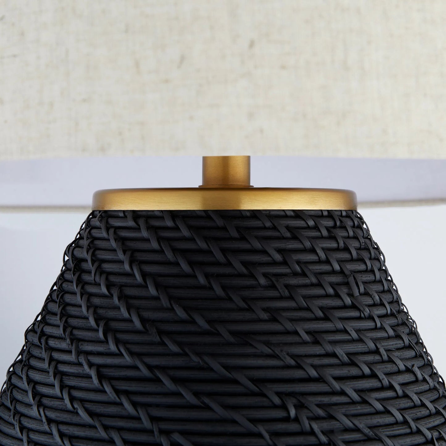 004 SI-2445019 | Closeup | Rotin Table Lamp by Cyan Design. Made from rattan, mild steel, linen in a rustic style.