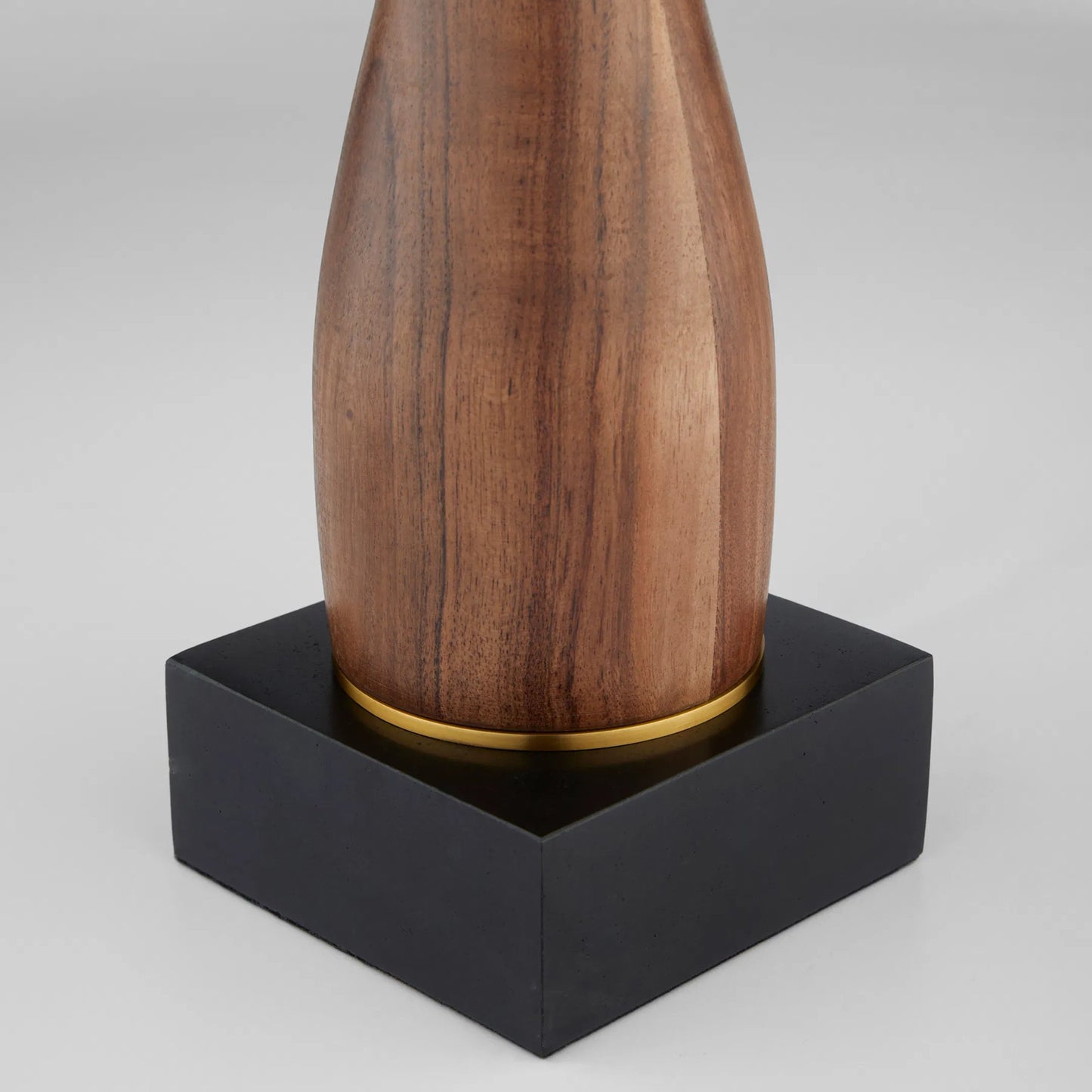 004 SI-2445049 | Closeup | Veneta Table Lamp by Cyan Design in walnut, brass, black. Made from aluminum, brass, acacia wood in a modern style.