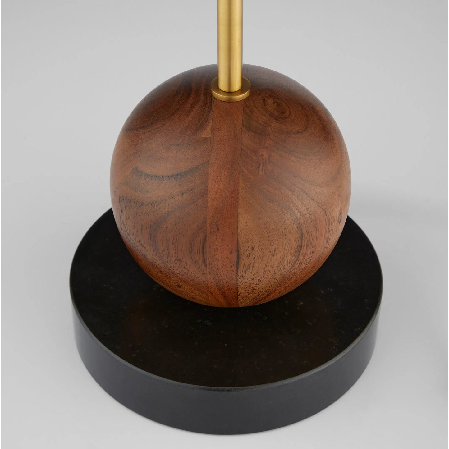 004 SI-2445021 | Closeup | Savile Table Lamp by Cyan Design in walnut, antique brass, black. Made from aluminum, brass, acacia wood in a modern style.