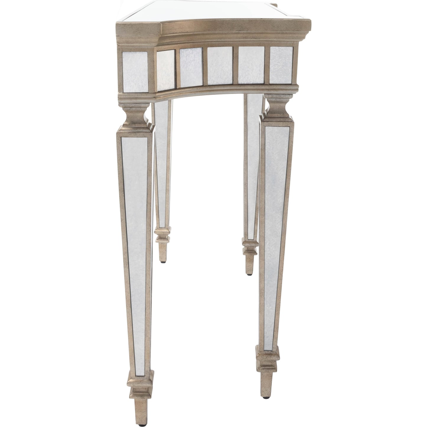 006 O-BUTLER-1251146 | Additional Silo | Garbo Mirrored Console Table by Butler Specialty Company in silver and mirror. Made from poplar solids, mdf, antique mirrored glass in a traditional style.
