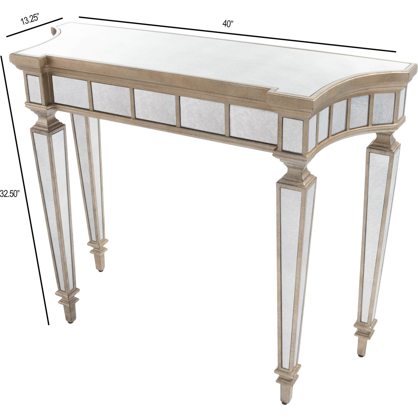 005 O-BUTLER-1251146 | Additional Silo | Garbo Mirrored Console Table by Butler Specialty Company in silver and mirror. Made from poplar solids, mdf, antique mirrored glass in a traditional style.