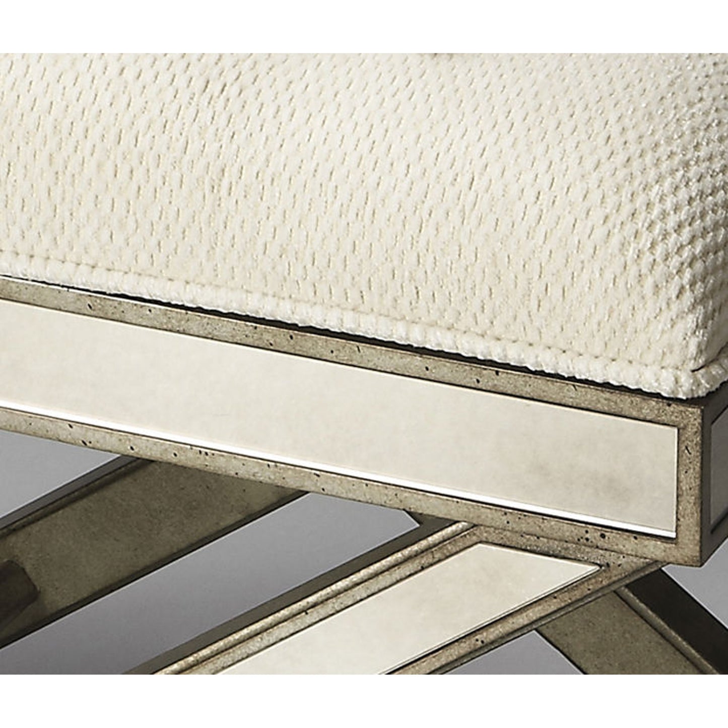 002 O-BUTLER-1253146 | Additional Silo | Marlo Mirrored Vanity Stool by Butler Specialty Company in silver and mirror. Made from poplar hardwood solids, mdf, antique mirrored glass, cotton, urethane foam in a traditional style.
