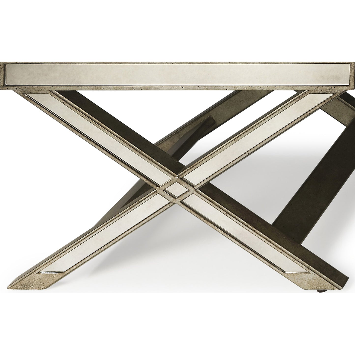004 O-BUTLER-1253146 | Additional Silo | Marlo Mirrored Vanity Stool by Butler Specialty Company in silver and mirror. Made from poplar hardwood solids, mdf, antique mirrored glass, cotton, urethane foam in a traditional style.