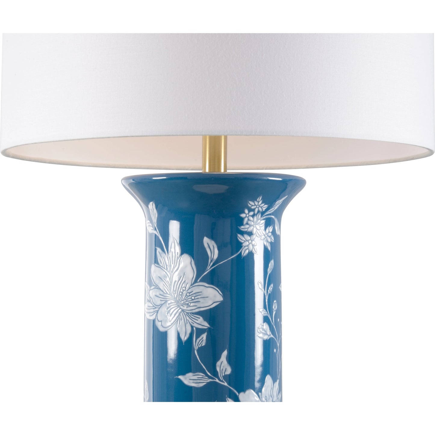 002 SI-2104283 | Closeup | Chastity Lamp by Wildwood in blue glaze, hand painted, clear. Made from unique in a modern style.