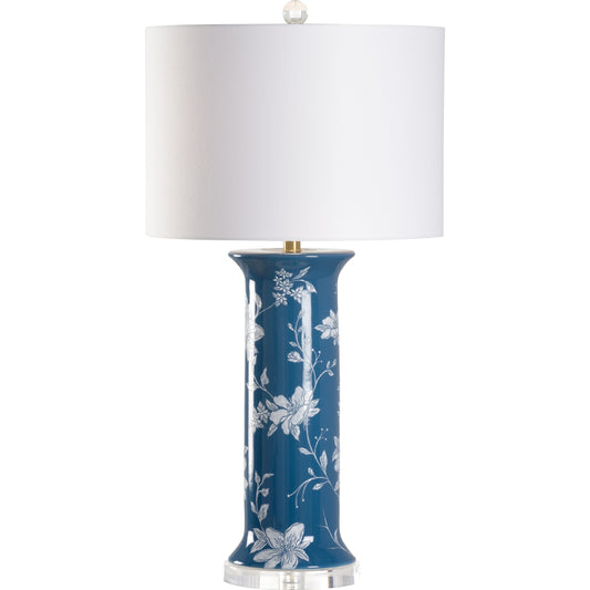 Chastity Lamp by Wildwood in blue glaze, hand painted, clear. Made from unique in a modern style.