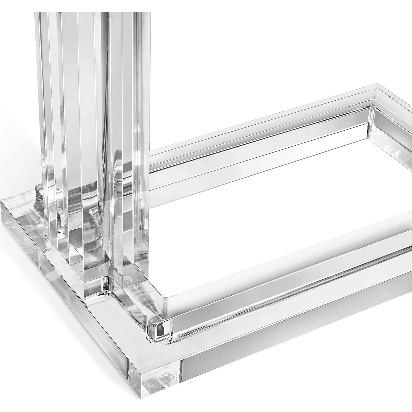 006 SI-1956130 | Closeup | Elle Hugging Table by Interlude Home in clear, crystal glass. Made from acrylic, glass in a modern style.