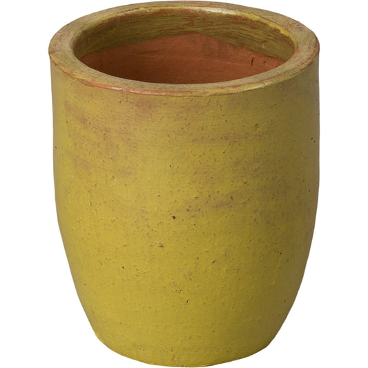 15" Round Ceramic Planter by Emissary USA in yellow and glossy glaze. Made from ceramic in a modern style.