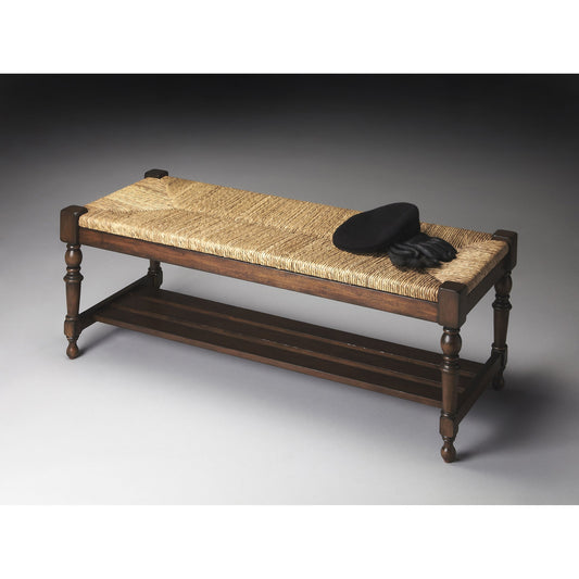 Bench by Butler Specialty Company in multi-color and heritage. Made from gemelina wood, lampakany rope in a traditional style.