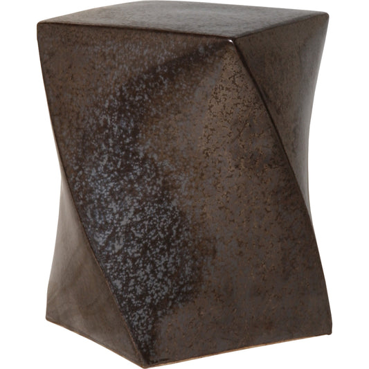 Twist Garden Stool by Emissary USA in glossy glaze. Made from ceramic in a modern style.