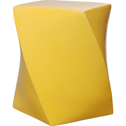 Twist Garden Stool by Emissary USA in glossy glaze. Made from ceramic in a modern style.