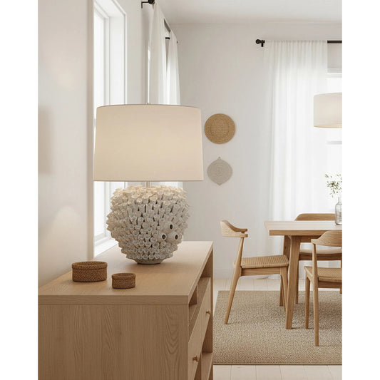 Manitapi Table Lamp by Currey and Company in white. Made from ceramic in a eclectic & global style.