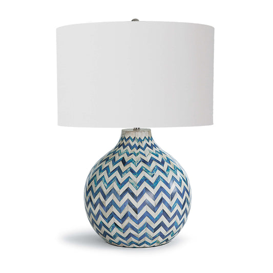 001 S-286792 | Primary Silo | Chevron Bone Table Lamp by Regina Andrew in indigo. Made from bone in a coastal style.