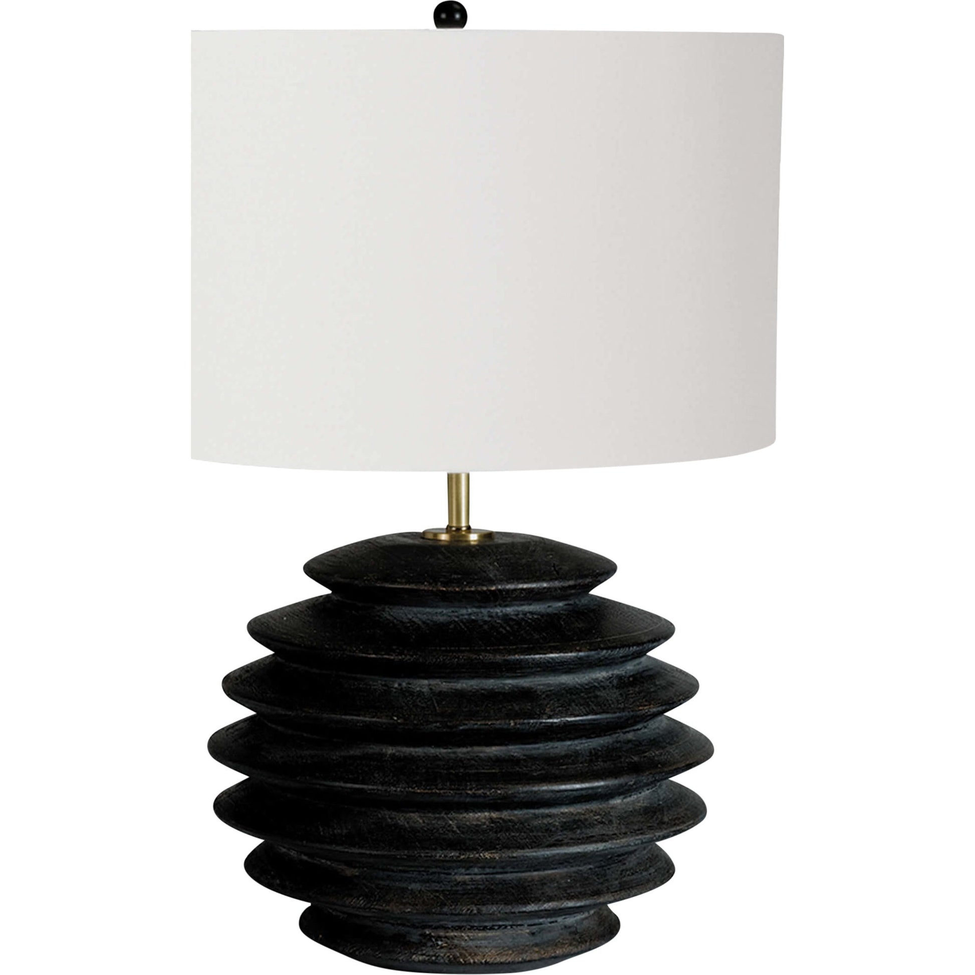 Accordion Round Table Lamp by Regina Andrew in ebony and ebony. Made from wood in a modern style.