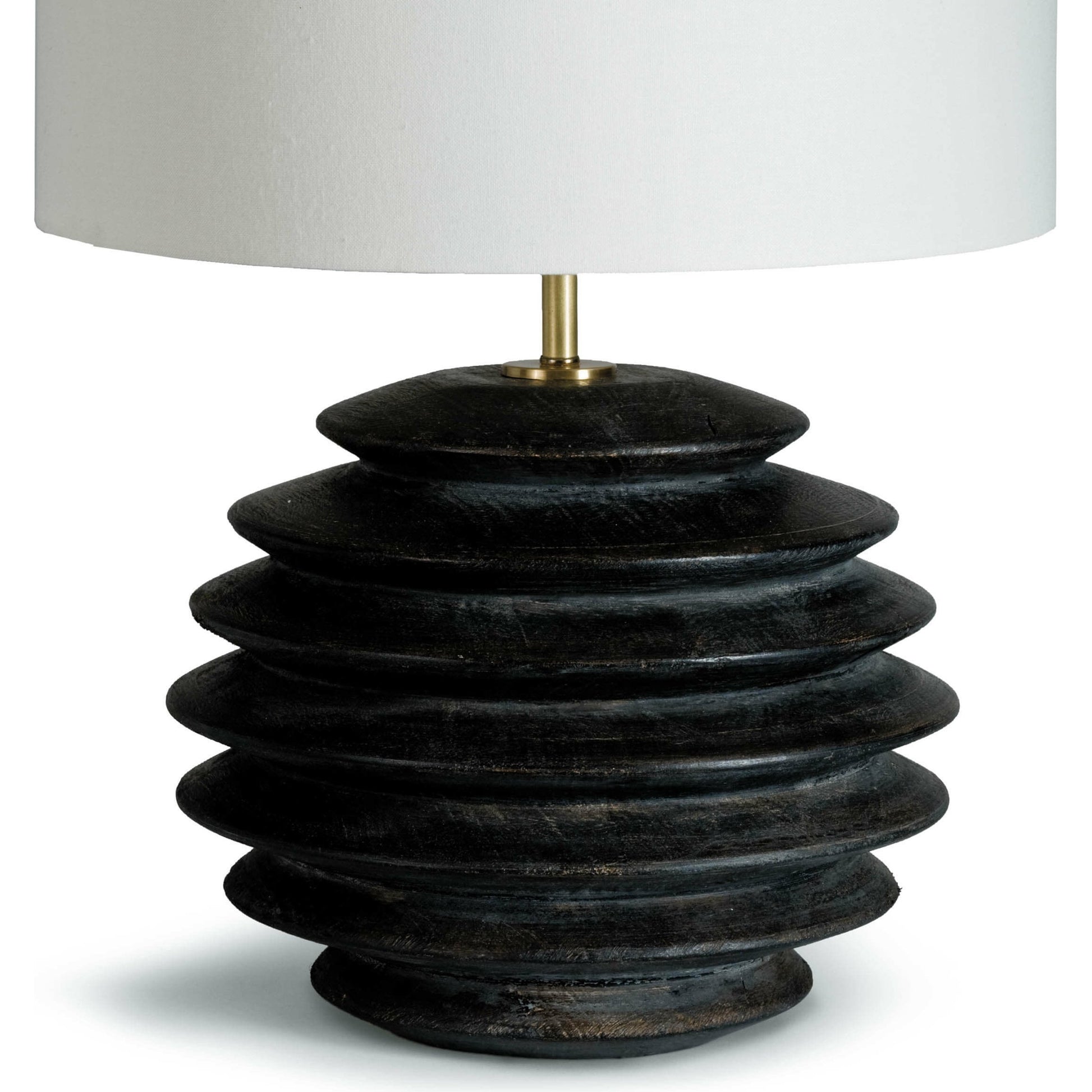 Accordion Round Table Lamp by Regina Andrew in ebony and ebony. Made from wood in a modern style.