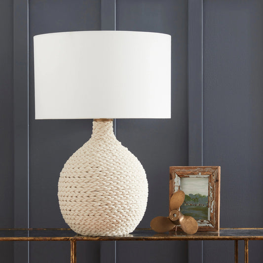 Biscayne Table Lamp by Regina Andrew in white. Made from rope in a coastal style.